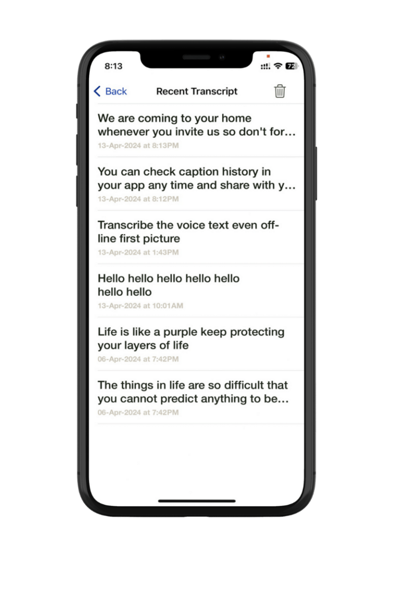mobile screenshot of live transcribe