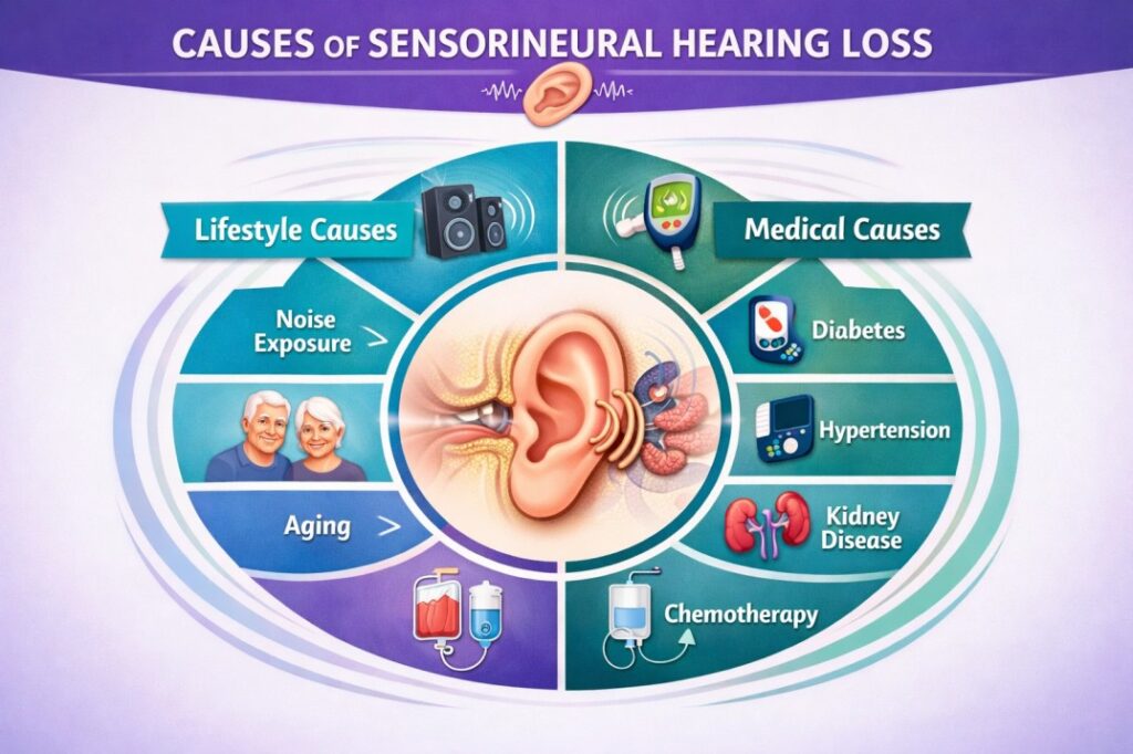 Causes of sensorineural hearing loss