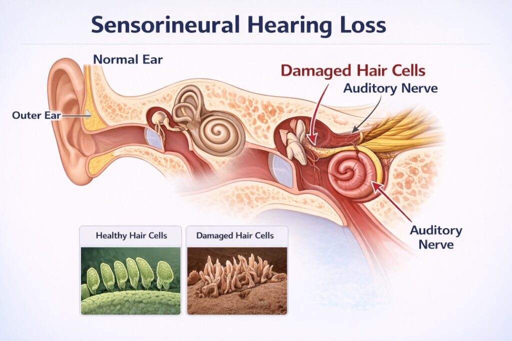 Sensorineural hearing loss anatomy