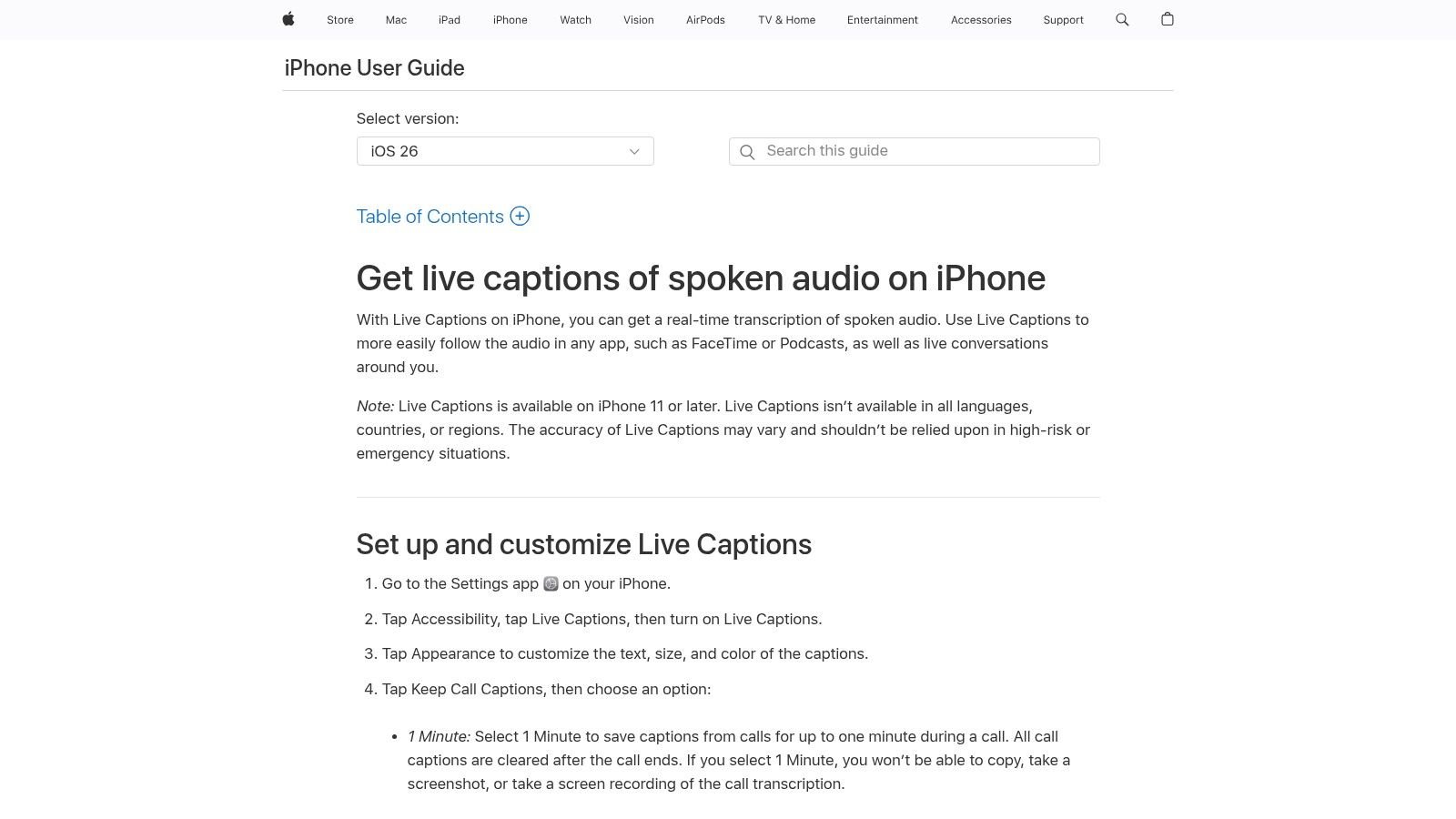 Apple Live Captions