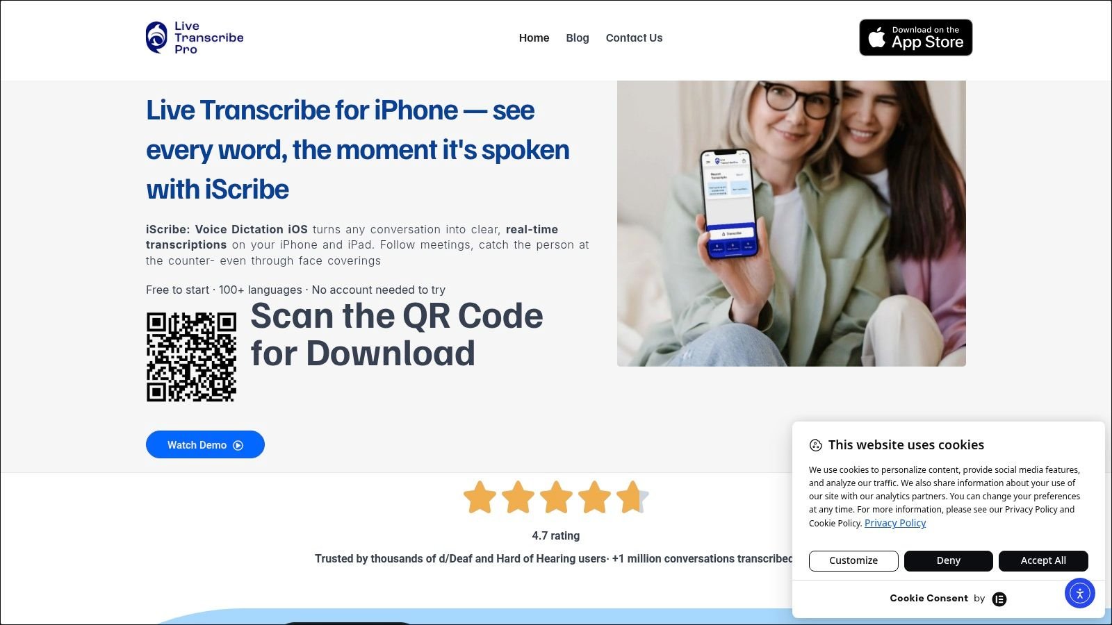 Screenshot from https://livetranscribe.pro